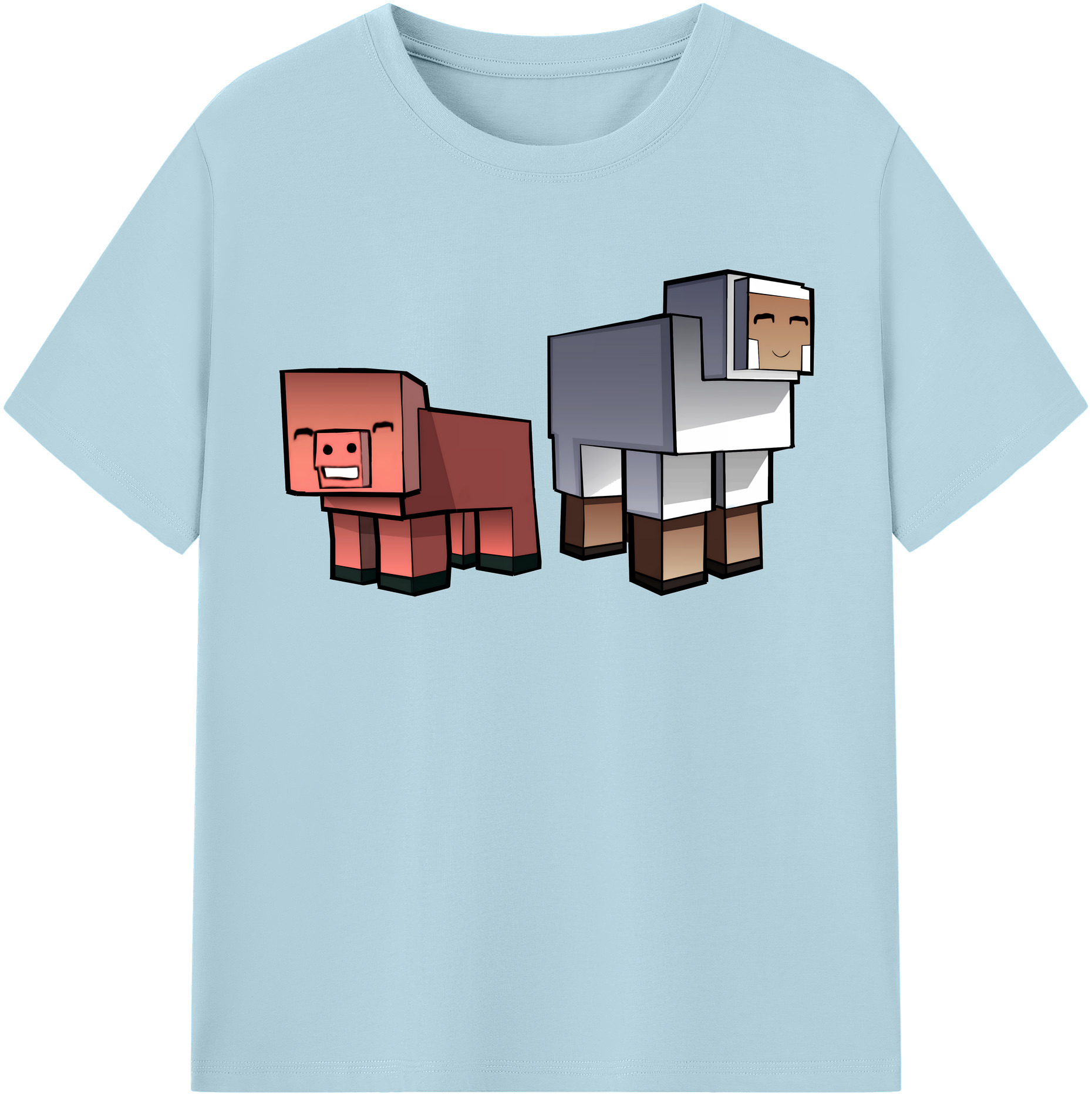 （画像用） マインクラフト ブロックの世界 Minecraft MC Block world 綿100％半袖Tシャツ（フロントプリント）